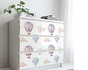 Hot Air Balloons Watercolor Furniture Decor