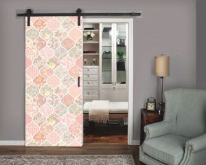 Pink Trellis Patchwork Closet Door