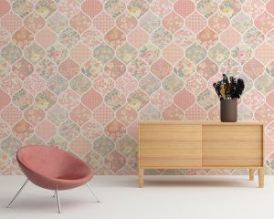 Pink Trellis Patchwork Removable Wallpaper