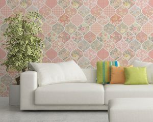 Pink Trellis Patchwork Wallpaper