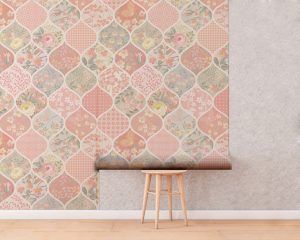 Pink Trellis Patchwork Wallpaper Roll