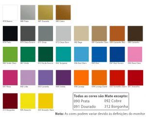 Tabela de Cores