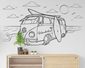 Wanderlust Retro Bus Wall Decal