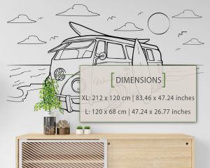 Wanderlust Retro Bus Wall Decal Dimensions