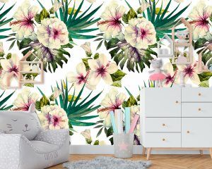 Botanical Watercolor Nursery Wallpaper Decor