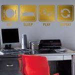 Eat Sleep Play Repeat Wall Sticker - Gold Foil