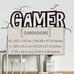 Gamer Cracked Wall Decal - Dimensions