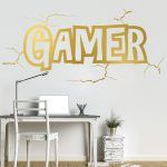 Gamer Cracked Wall Decal - Gold Foil
