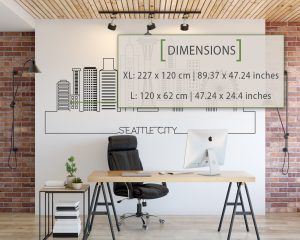 Skyline of Seattle City Wall Decal Dimensions
