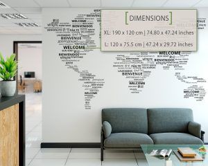 Welcome World Map Wall Sticker - Dimensions