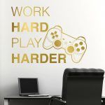 Work Hard Play Harder Wall Decal - Gold Foil