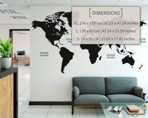 World Map Wall Sticker - Dimensions