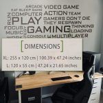 Gaming Wordcloud Wall Sticker - Dimensions