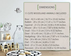Woodland Animals Wall Stickers - Dimensions