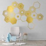 Hexagons Abstract Wall Stickers - Gold Foil
