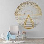 Sunset Path Wall Art Sticker - Gold Foil