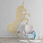 Unicorn Geometric Wall Sticker - Gold Foil