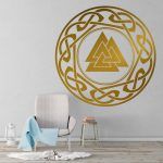 Valknut Art Wall Sticker - Gold Foil