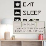 Eat Sleep Game Repeat Gamer Wall Sticker - Dimensions
