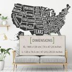 USA Map Wall Decal - Dimensions