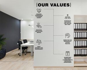 Vertical Core Values Office Wall Sticker