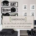 Eat Sleep Game Repeat Wall Sticker - Dimensions