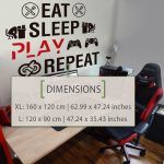 Eat Sleep Play Repeat Wall Decal - Dimensions