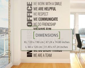 In This Office Wall Sticker - Dimensions