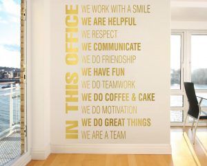 In This Office Wall Sticker - Gold Foil