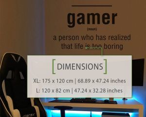 Gamer Definition Wall Decal - Dimensions