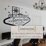 Welcome Gaming Room Wall Sticker - Dimensions