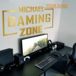 Custom Name Gaming Zone Wall Sticker - Gold Foil