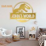 Jurassic World Name Wall Sticker - Gold Foil