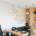 Magnolia Flowers Wall Sticker - Gold Foil
