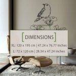 Flowers and Bird Wall Decal - Dimensions
