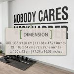 Nobody Cares Work Harder Gym Sticker - Dimensions