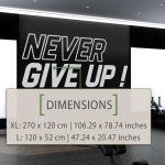 Never Give Up Gym Wall Decor - Dimensions