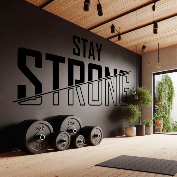 stay strong motivational wall decal vinyl gym decor sticker for fitness inspiration and home workout motivation