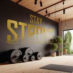 stay strong motivational wall decal vinyl gym decor sticker for fitness inspiration and home workout motivation - gold foil